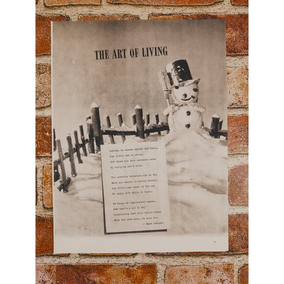 1941‎ "The Art of Living" Print Article - Snowman Winter Poem by Myra Johnson - Picture 10 of 11